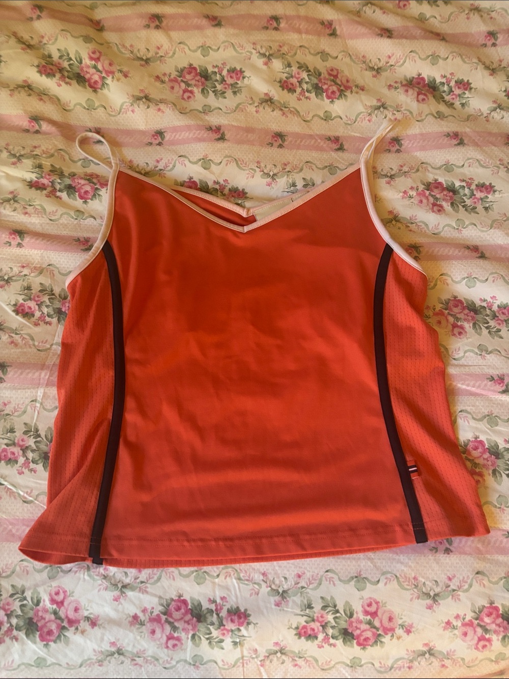 Liz Claiborne Vintage Coral Peach Athletic Camisole with White Trim
